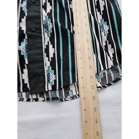 VTG Steer West Button Down Long Sleeve Aztec Shirt Made in USA Size L - Picture 6 of 11